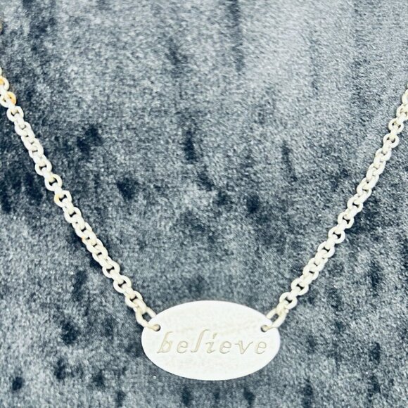 Cynthia Garrett Necklace "Believe" Silver Tone 18" Adjustable Signed - Picture 1 of 3